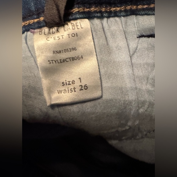 Black Label Crop Jeans C’est Toi Women's Blue Denim Distressed Jeans Size 26 - Picture 15 of 16